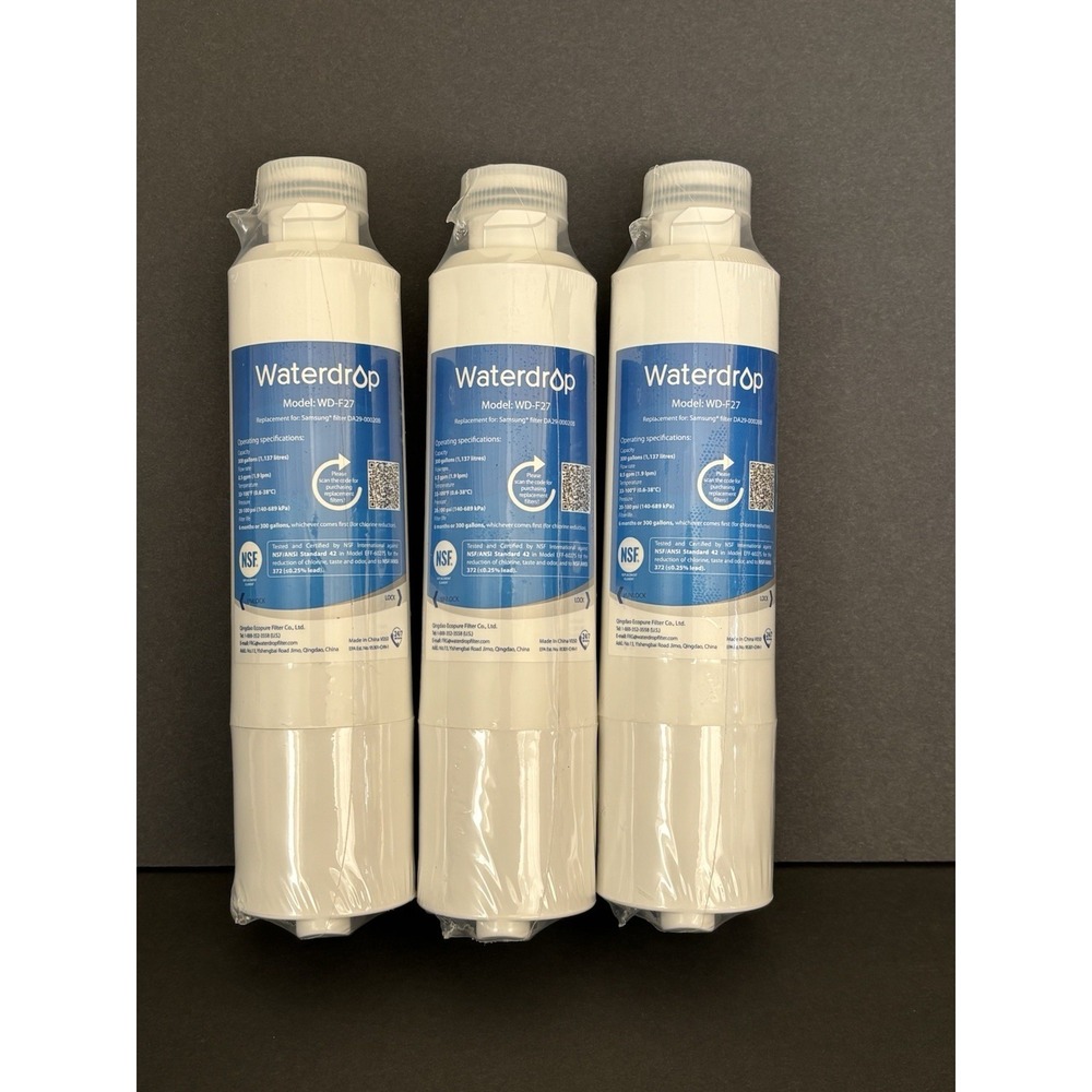 3 pack Waterdrop Model WD-F27 Water Filters Refrigerator Samsung DA29-00020B